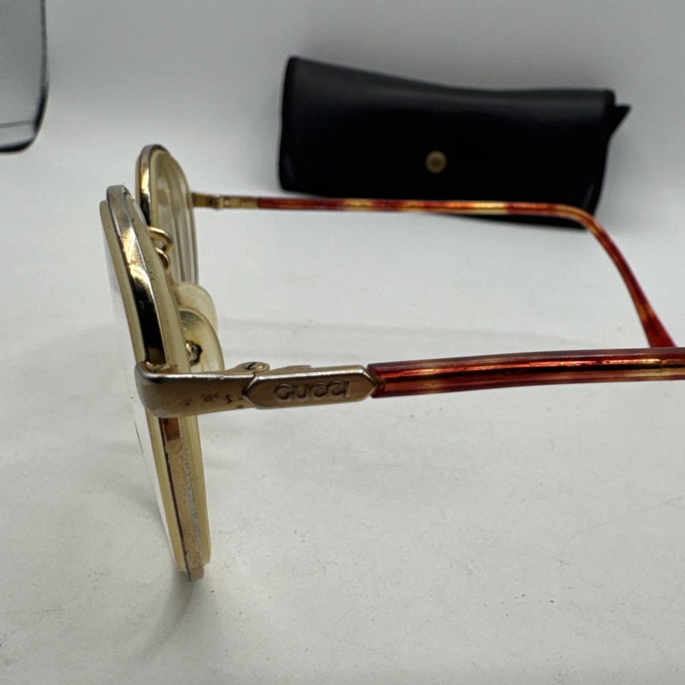 GUCCI GG 1311 63S 51[]19 140 Gold Eyeglass/Sunglass Frames Red W/ Leather Case - Picture 2 of 11